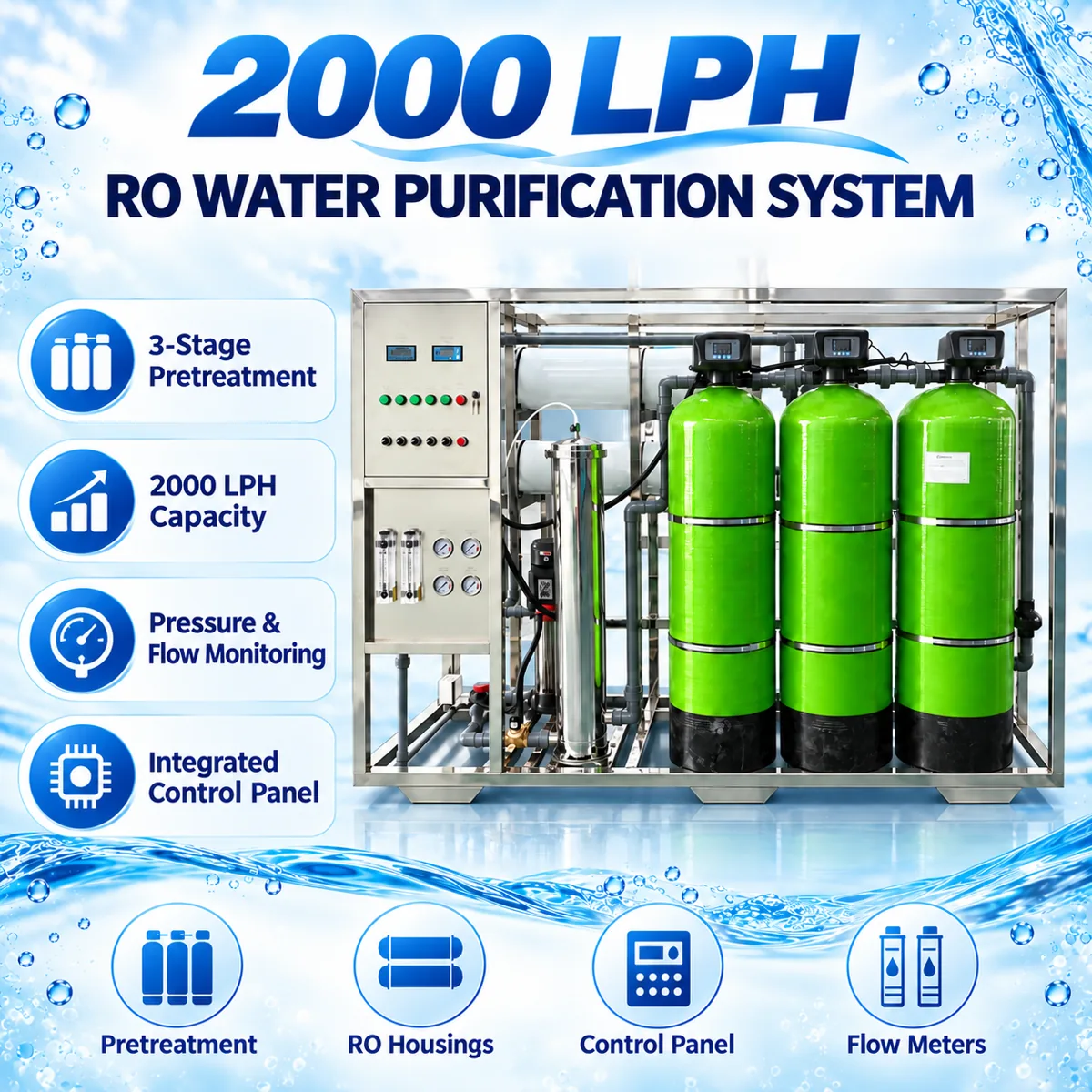 2000 LPH Commercial RO System — catalogue illustration